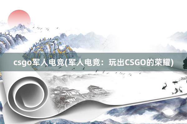 csgo军人电竞(军人电竞：玩出CSGO的荣耀)