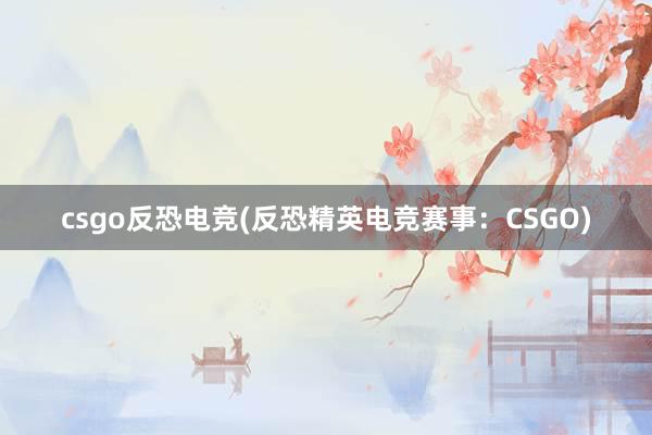 csgo反恐电竞(反恐精英电竞赛事：CSGO)