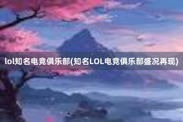 lol知名电竞俱乐部(知名LOL电竞俱乐部盛况再现)