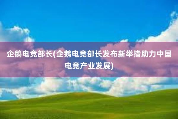 企鹅电竞部长(企鹅电竞部长发布新举措助力中国电竞产业发展)