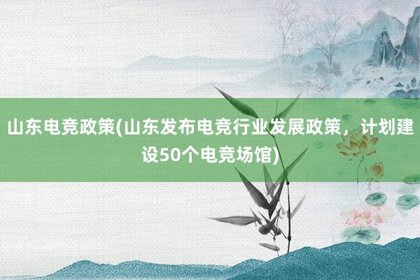 山东电竞政策(山东发布电竞行业发展政策，计划建设50个电竞场馆)