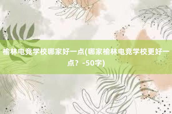 榆林电竞学校哪家好一点(哪家榆林电竞学校更好一点？-50字)