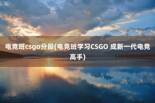 电竞班csgo分段(电竞班学习CSGO 成新一代电竞高手)