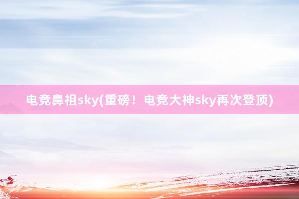 电竞鼻祖sky(重磅！电竞大神sky再次登顶)