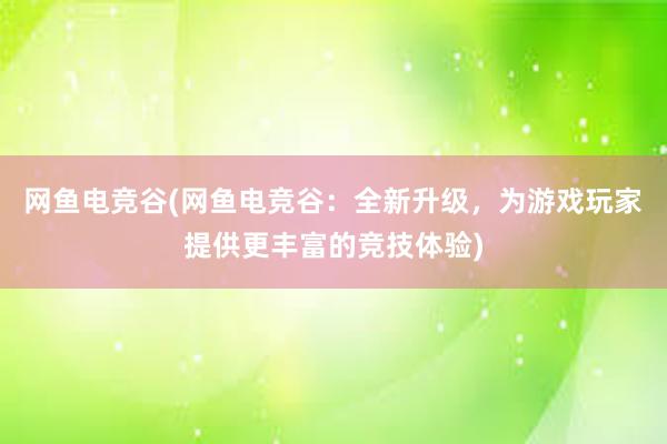 网鱼电竞谷(网鱼电竞谷：全新升级，为游戏玩家提供更丰富的竞技体验)