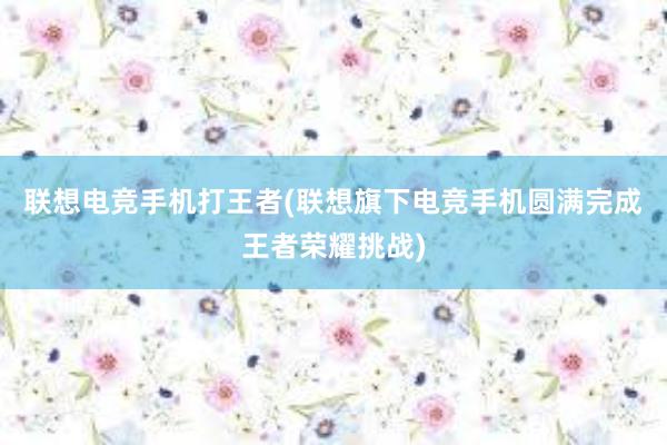 联想电竞手机打王者(联想旗下电竞手机圆满完成王者荣耀挑战)