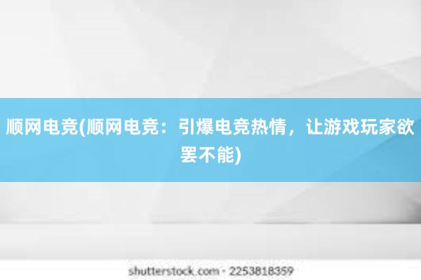 顺网电竞(顺网电竞：引爆电竞热情，让游戏玩家欲罢不能)