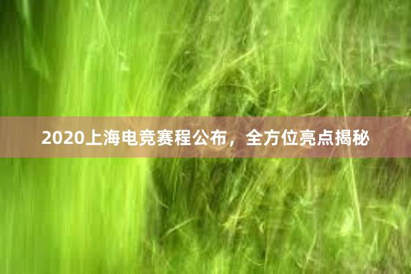 2020上海电竞赛程公布，全方位亮点揭秘