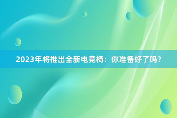 2023年将推出全新电竞椅：你准备好了吗？