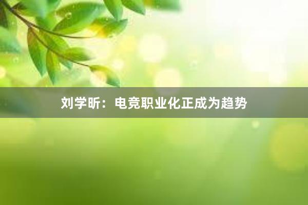 刘学昕：电竞职业化正成为趋势