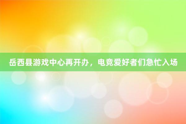 岳西县游戏中心再开办，电竞爱好者们急忙入场