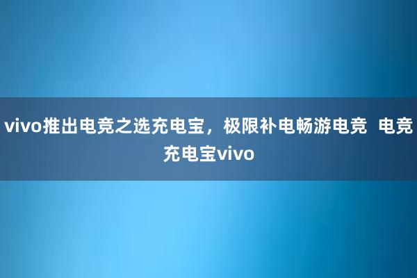 vivo推出电竞之选充电宝，极限补电畅游电竞  电竞充电宝vivo